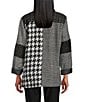 Ali Miles Multi Mixed Media Patchwork Houndstooth Shawl Collar Long Sleeve Button Front jacket, Color:Multi - Image 2