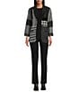 Ali Miles Multi Mixed Media Patchwork Houndstooth Shawl Collar Long Sleeve Button Front jacket, Color:Multi - Image 3