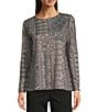 Ali Miles Muted Abstract Tile Print Scoop Neck Long Sleeve Reversible Tunic, Color:Multi - Image 1