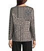 Ali Miles Muted Abstract Tile Print Scoop Neck Long Sleeve Reversible Tunic, Color:Multi - Image 2