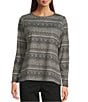 Ali Miles Muted Abstract Tile Print Scoop Neck Long Sleeve Reversible Tunic, Color:Multi - Image 5
