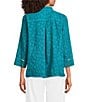 Ali Miles Paisley Jacquard Textured Wire Collar 3/4 Sleeve Button-Front Shirt - Image 2