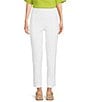 Color:White - Image 1 - Petite Size Basic Pull On Skinny Ankle Pants