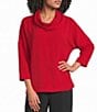 Ali Miles Petite Size Cowl Neck 3/4 Dolman Sleeve Popover Top - Image 1
