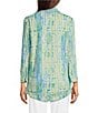 Ali Miles Petite Size Green Abstract Print Button Front Tank Set, Color:Green Print - Image 2