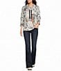 Ali Miles Petite Size Knit Abstract Dog Cowl Neck Drawstring Long Sleeve Pullover - Image 3