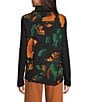 Ali Miles Petite Size Knit Abstract Multi Print Cowl Neck Long Sleeve Asymmetrical Hem Popover Top, Color:Multi - Image 2