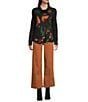 Ali Miles Petite Size Knit Abstract Multi Print Cowl Neck Long Sleeve Asymmetrical Hem Popover Top, Color:Multi - Image 3
