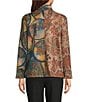 Ali Miles Petite Size Knit Floral Abstract Point Collar Long Sleeve Button Front Jacket - Image 2
