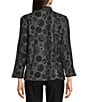 Ali Miles Petite Size Knit Jacquard All Over Dots Stand Collar Long Sleeve Button Front Tunic, Color:Black Dot - Image 2