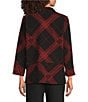 Ali Miles Petite Size Knit jacquard Mixed Abstract Print Wire Collar 3/4 Sleeve Button-Front Jacket - Image 2