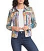 Ali Miles Petite Size Knit Mesh Point Collar Long Sleeve Button Front Jacket - Image 1