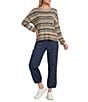 Ali Miles Petite Size Knit Yarn-Dye Stripe Scoop Neck Long Sleeve Scalloped Hem Sweater - Image 3