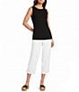 Ali Miles Petite Size Linen-Blend Straight Leg Cinch Tie Hem Pull-On Pants - Image 5