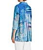 Ali Miles Petite Size Printed Point Collar 3/4 Sleeve Button Front Tunic, Color:Blue Multi - Image 4