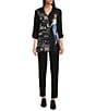 Ali Miles Petite Size Printed Wire Collar 3/4 Roll-Tab Sleeve Button-Front Tunic, Color:Multi - Image 3