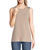Color:Nude - Image 1 - Petite Size Scoop Neck Crepe Lux Tank