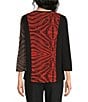 Ali Miles Petite Size Textured Knit Asymmetrical Neck 3/4 Sleeve Top - Image 2