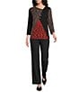 Ali Miles Petite Size Textured Knit Asymmetrical Neck 3/4 Sleeve Top - Image 4