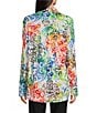 Ali Miles Petite Size Woven Abstract Multi Print Point Collar 3/4 Roll-Tab Sleeve Button Front Tunic, Color:Abstract Multi - Image 2