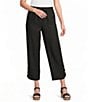 Ali Miles Petite Size Woven Button Detail Pull-On Ankle Pants - Image 1