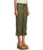 Ali Miles Petite Size Woven Drawstring Button Detail Hem Pants - Image 3