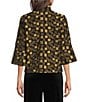 Ali Miles Petite Size Woven Jacquard Gold Dot Wire Collar 3/4 Sleeve Button Front Jacket - Image 2