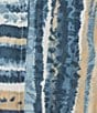 Ali Miles Petite Size Woven Linen Blend Abstract Stripe Round Neck Elbow Sleeve Sharkbite Hem Tunic, Color:Neutral - Image 4