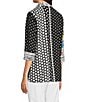 Ali Miles Petite Size Woven Abstract Print Wire Collar 3/4 Sleeve Button Front Tunic, Color:Multi - Image 4