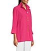 Ali Miles Petite Size Woven Wire Collar 3/4 Sleeve Button Front Tunic, Color:Blossom - Image 3