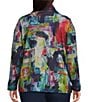 Ali Miles Plus Size Abstract Print Brushed Knit Cinched Cowl Neck Long Sleeve Pullover, Color:Multi - Image 2