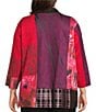 Ali Miles Plus Size Abstract Print Knit Lapel Collar 3/4 Sleeve Hi-Low Hem Jacket, Color:Multi - Image 2