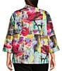 Ali Miles Plus Size Abstract Print Stand Collar 3/4 Sleeve Button-Front Jacket - Image 2