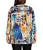 Color:Multi - Image 2 - Plus Size Abstract Print Woven Scoop Neck 3/4 Sleeve Pop Over Tunic