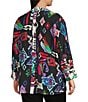 Ali Miles Plus Size Abstract Printed Woven Wire Collar 3/4 Sleeve Button Front Tunic, Color:Abstract Multi - Image 4