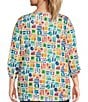 Color:Tile Multi - Image 2 - Plus Size Abstract Tile Print Round Neck 3/4 Sleeve Tunic