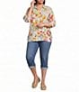 Ali Miles Plus Size Allover Multi Fruit Print Point Collar 3/4 Roll-Tab Sleeve Button-Front Shirt - Image 4