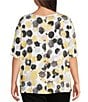 Ali Miles Plus Size Allover Spot Print Round Neck Elbow Sleeve Tunic, Color:Neutral - Image 2