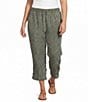 Ali Miles Plus Size Coordinating Applique Drawstring Straight Pull-On Pants - Image 1