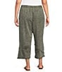 Ali Miles Plus Size Coordinating Applique Drawstring Straight Pull-On Pants - Image 2