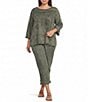 Ali Miles Plus Size Coordinating Applique Drawstring Straight Pull-On Pants - Image 3