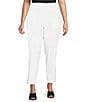 Color:White - Image 1 - Plus Size Basic Pull On Skinny Ankle Pants