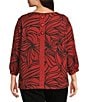 Ali Miles Plus Size Brushed Knit Stripe Round Neck 3/4 Cuff Sleeve Tunic, Color:Spice - Image 2
