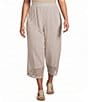 Ali Miles Plus Size Coordinating Textured Wide Leg Tulip Hem Cropped Pant - Image 1