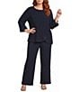 Ali Miles Plus Size Coordinating Wide Leg Pull-On Pants - Image 3