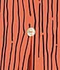 Ali Miles Plus Size Crinkle Woven Abstract Stripe Wire Collar 3/4 Sleeve Button-Front Tunic, Color:Coral - Image 6