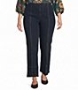Ali Miles Plus Size Denim Wide Leg Elastic Waistband Pull-On Pants - Image 1