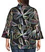 Ali Miles Plus Size Embroidered Paisley Print Knit Mesh Button Front Jacket, Color:Abstract Multi - Image 2