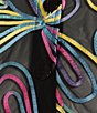 Ali Miles Plus Size Embroidered Paisley Print Knit Mesh Button Front Jacket, Color:Abstract Multi - Image 6