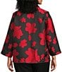 Ali Miles Plus Size Jacquard Woven Floral Print Wire Collar Open-Front Jacket, Color:Floral Multi - Image 2